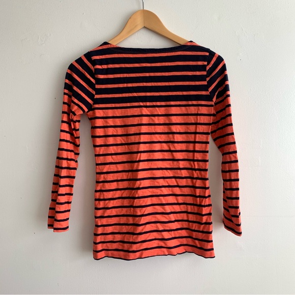 J. Crew Painter Tee Boatneck Orange and Navy Stripe Long Sleeve Size Small - Picture 7 of 7